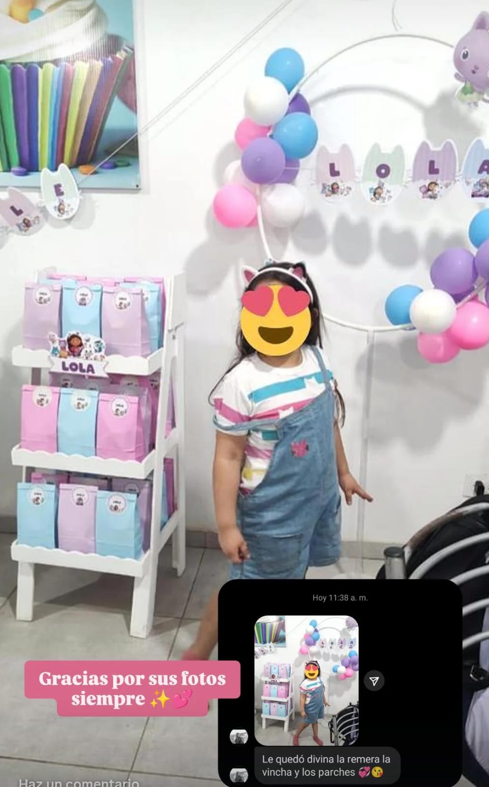 Nena del Club de Gabby en cumpleaños con productos Amazing
