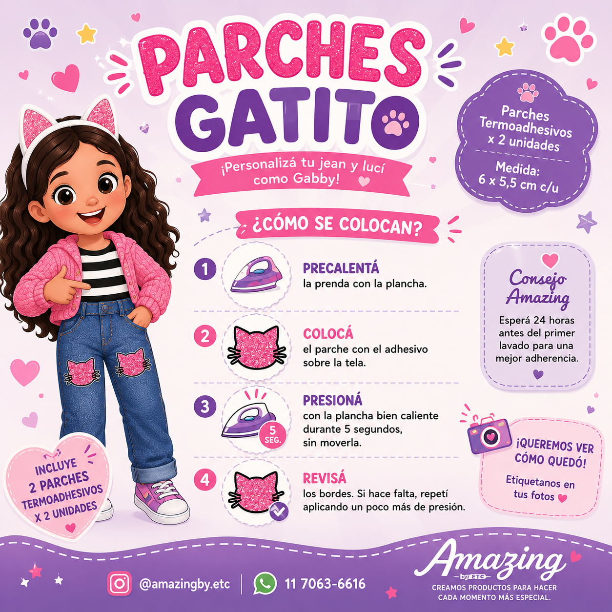 Parches termoadhesivos de gatito