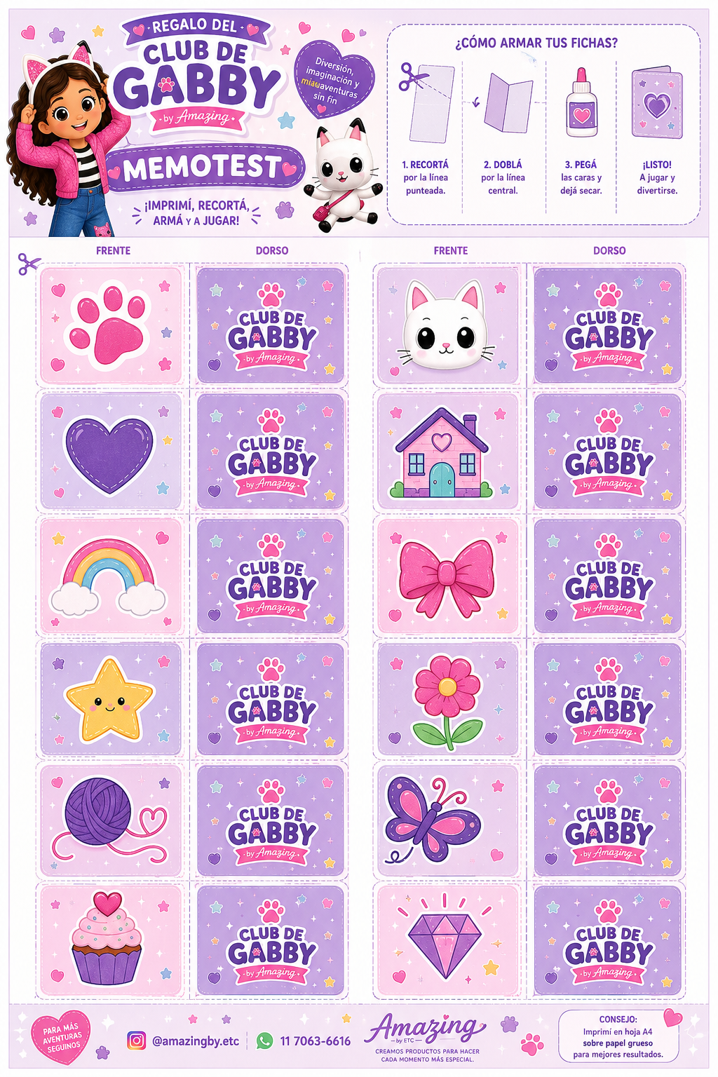 Memotest imprimible Club de Gabby